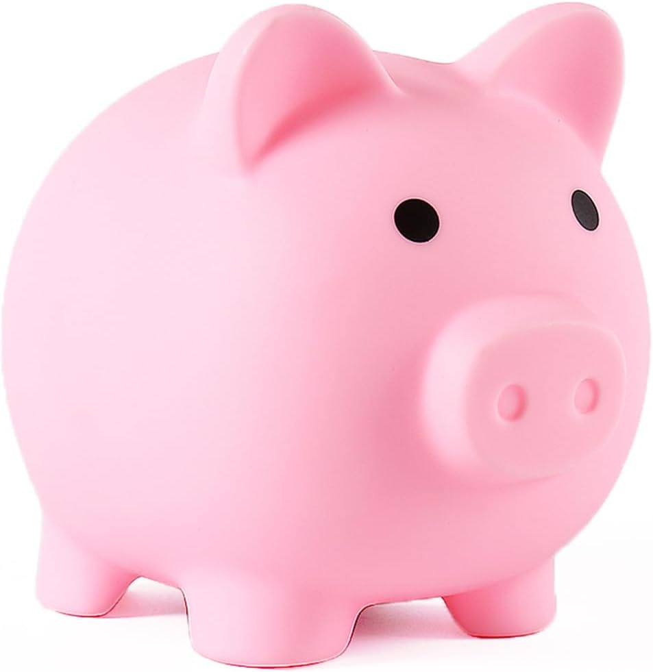 Unbreakable Piggy Bank for Kids | Large Plastic Coin Bank, Pink