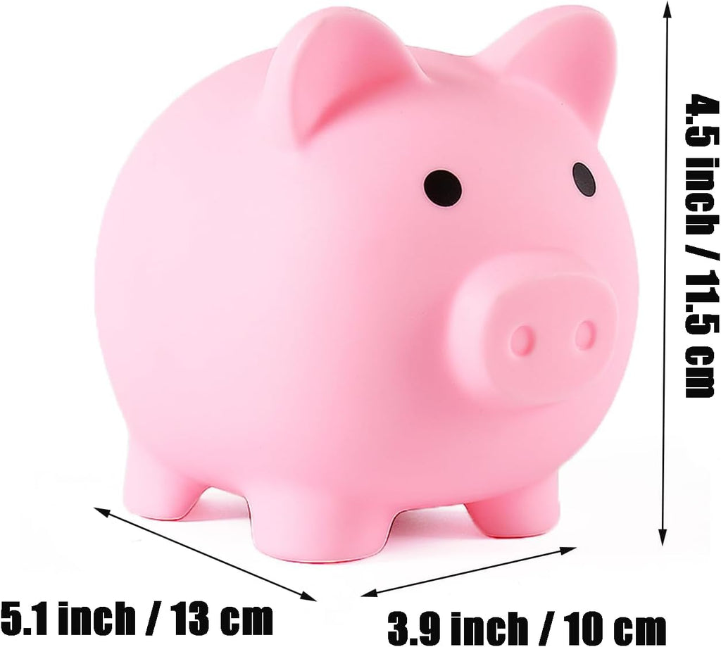 Unbreakable Piggy Bank for Kids | Large Plastic Coin Bank, Pink