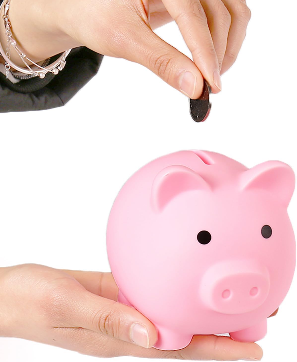 Unbreakable Piggy Bank for Kids | Large Plastic Coin Bank, Pink