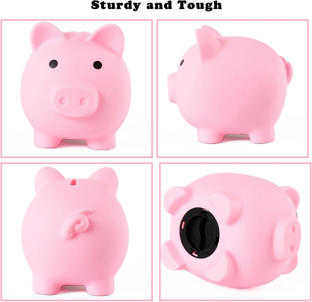 Unbreakable Piggy Bank for Kids | Large Plastic Coin Bank, Pink